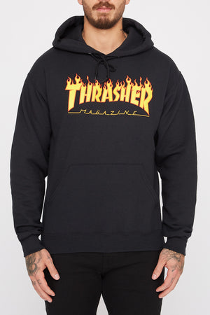 Thrasher Mens Black Flame Logo Hoodie