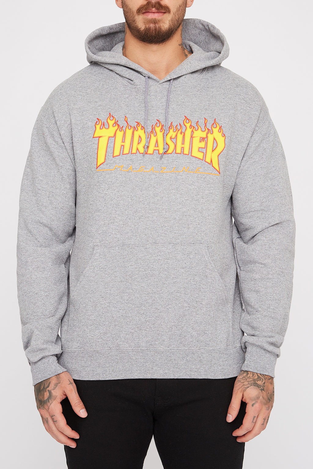 Thrasher Mens Grey Flame Hoodie