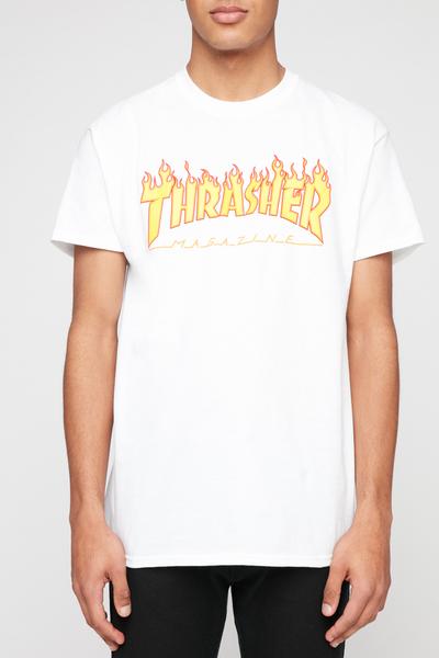 Thrasher Mens White Flame Tee
