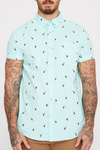 West49 Mens Tropical Ditsy Print Button Up Shirt