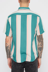 Mens Thick Stripe Bowling Button Up Shirt