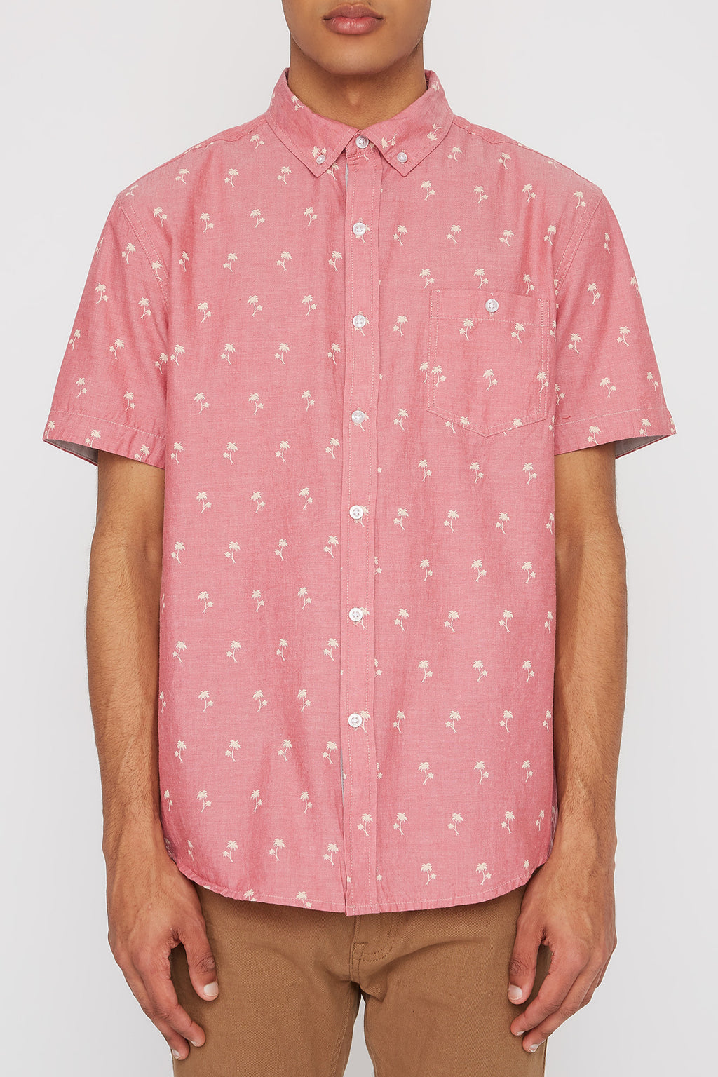 West49 Mens Palm Tree Button Up Shirt