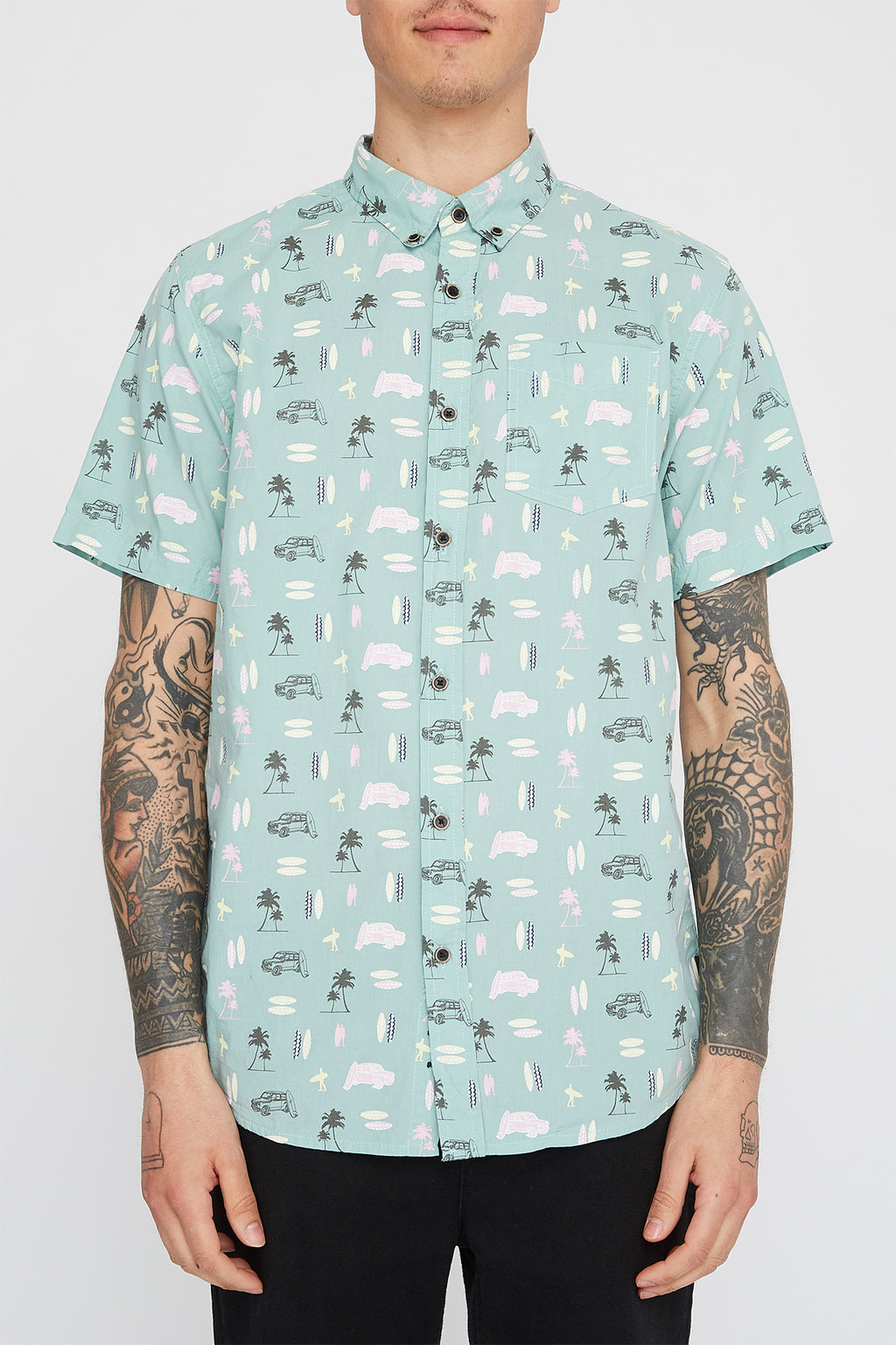 West49 Mens Turquoise Button Up Shirt