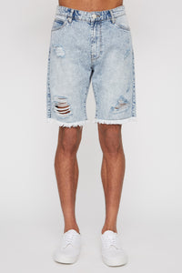 West49 Mens Light Blue Distressed Shorts