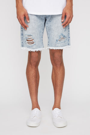 West49 Mens Light Blue Distressed Shorts