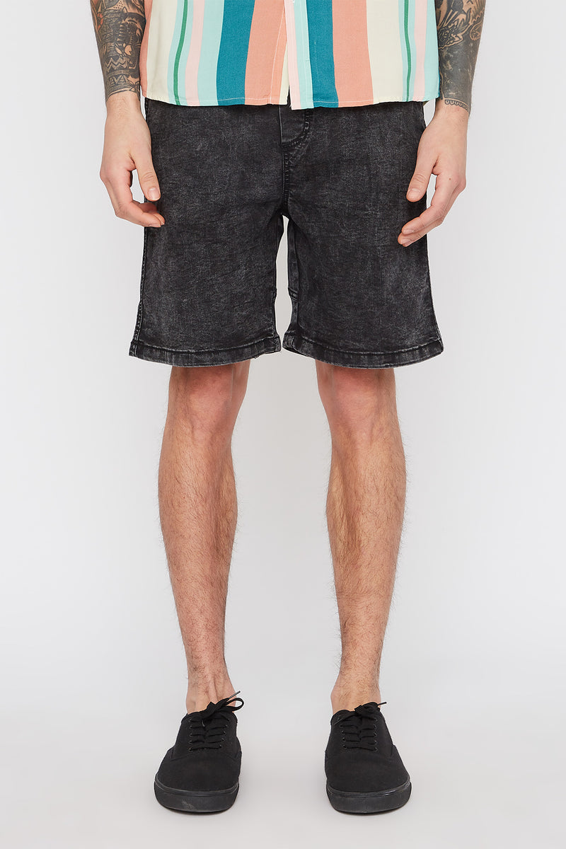 West49 Mens Acid Wash Jogger Shorts