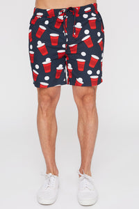 West49 Mens Red Dixie Cup Print Pull-On Shorts