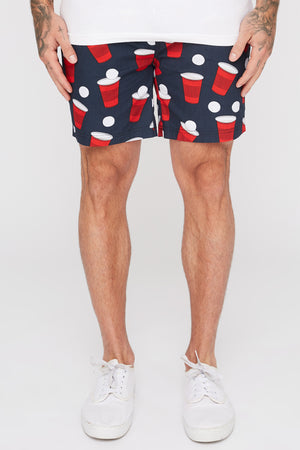 West49 Mens Red Dixie Cup Print Pull-On Shorts