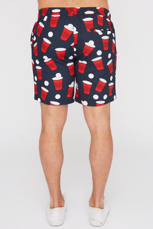 West49 Mens Red Dixie Cup Print Pull-On Shorts