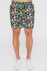 West49 Mens 90s Geometric Print Pull-On Shorts