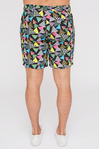 West49 Mens 90s Geometric Print Pull-On Shorts