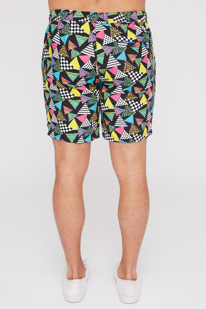 West49 Mens 90s Geometric Print Pull-On Shorts