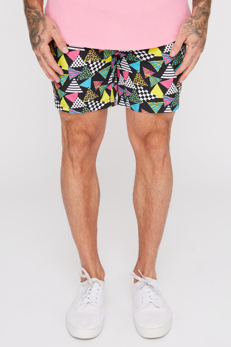 West49 Mens 90s Geometric Print Pull-On Shorts