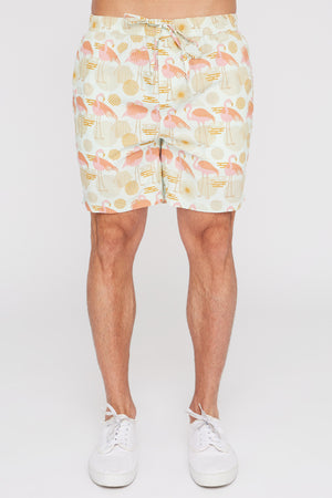 West49 Mens Flamingo Print Pull-On Shorts