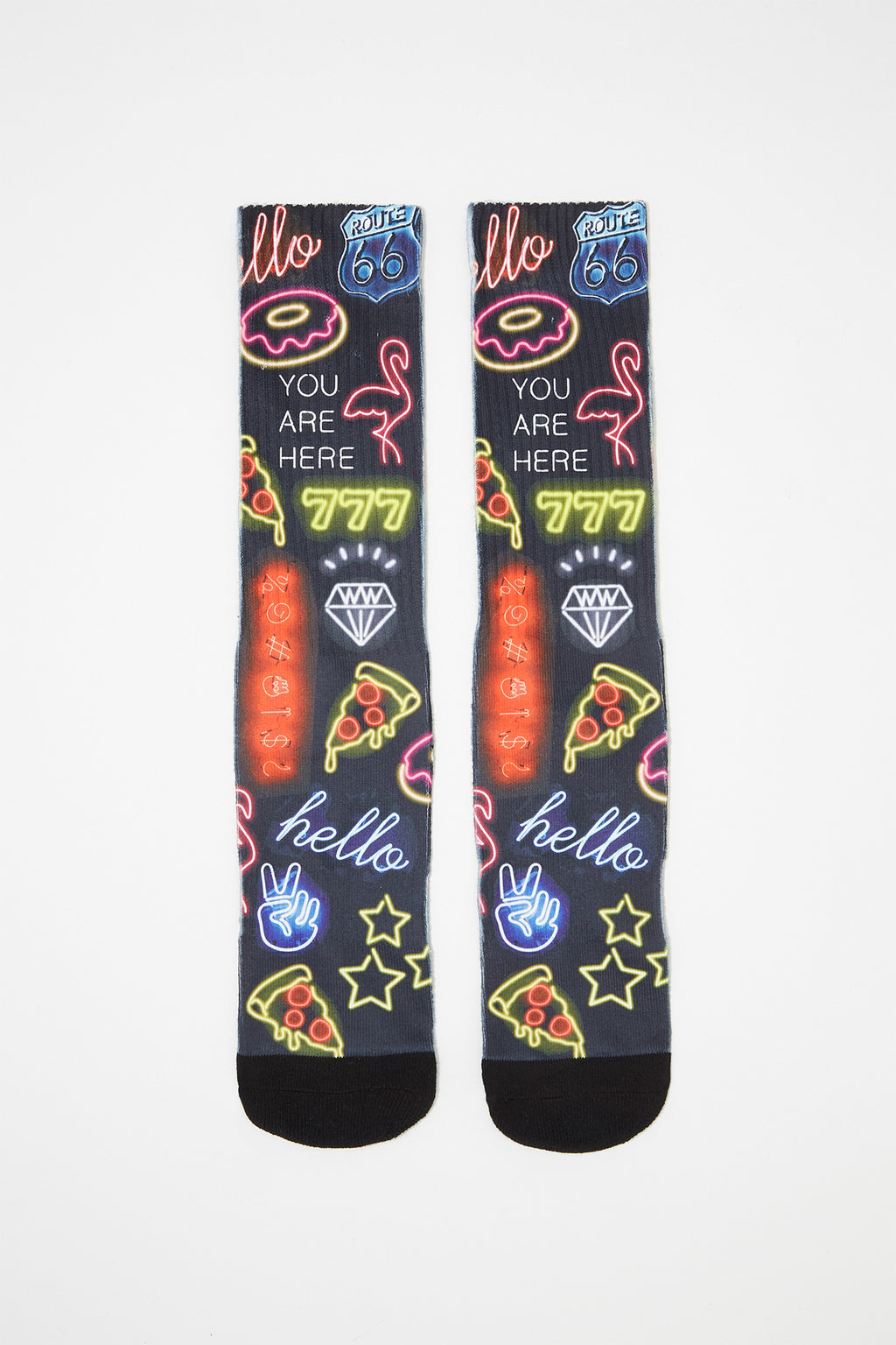 Zoo York Mens Neon Graphic Crew Socks