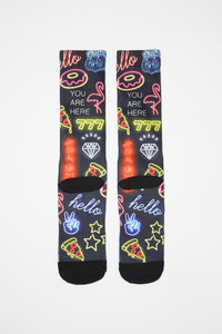 Zoo York Mens Neon Graphic Crew Socks