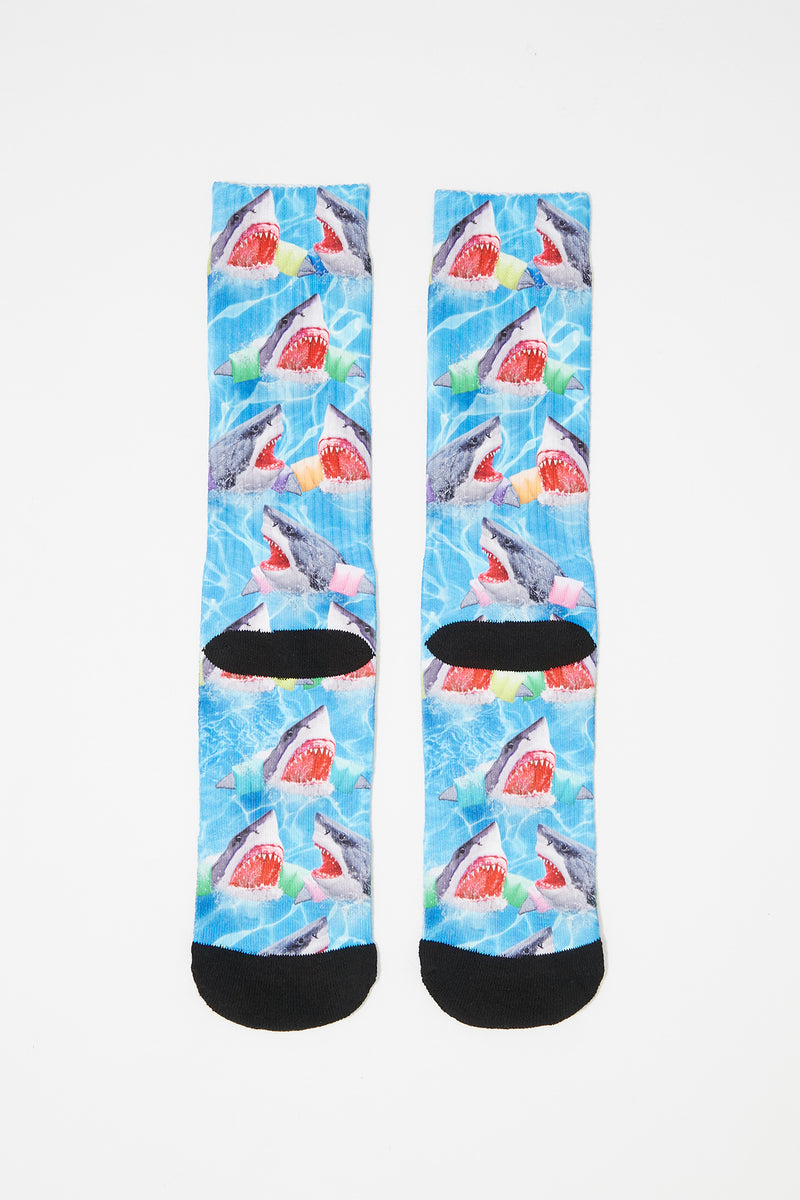 Zoo York Mens Shark Sublimated Crew Socks