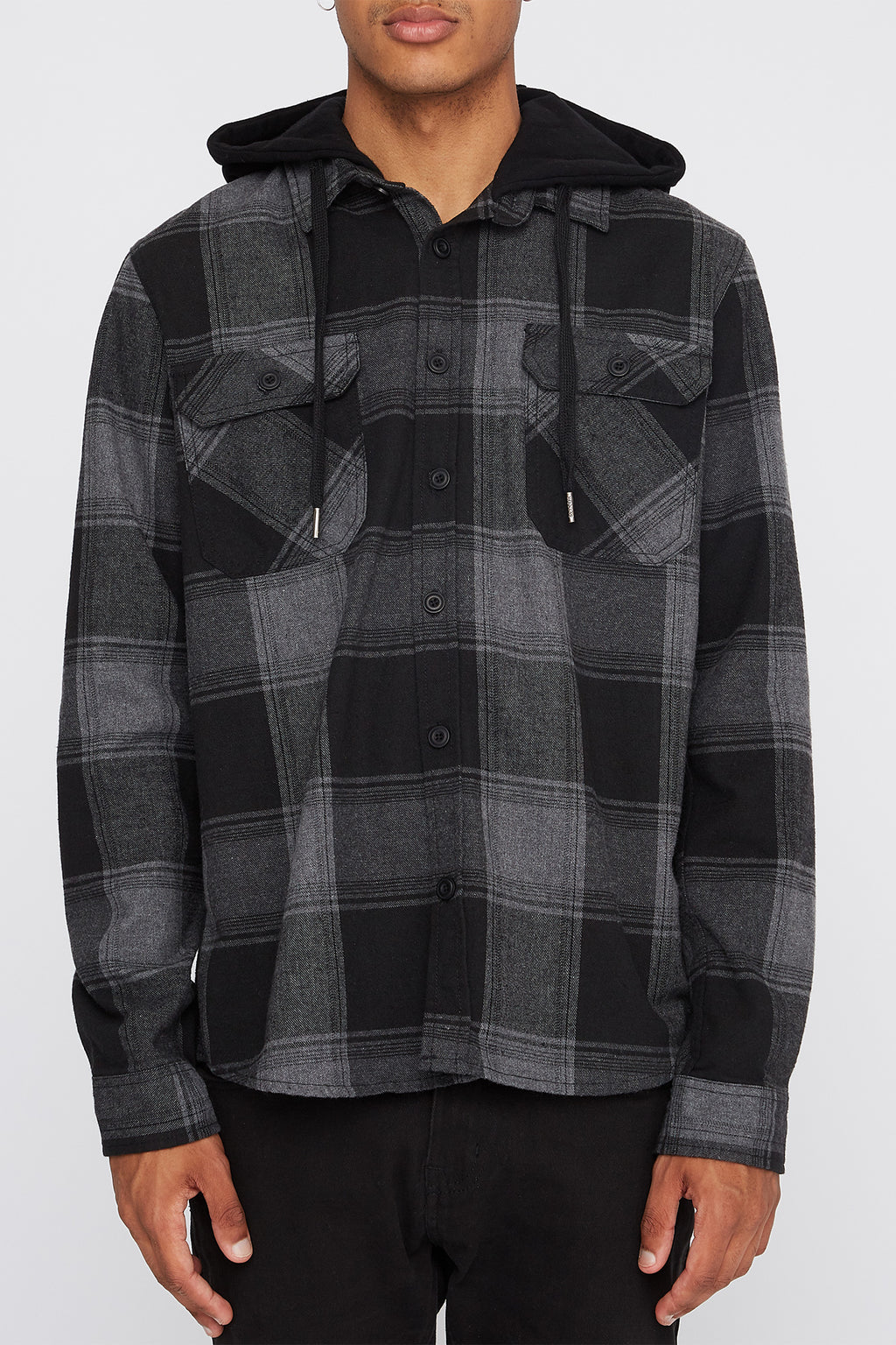 West49 Mens Hooded Flannel Plaid Button-Up Shirt