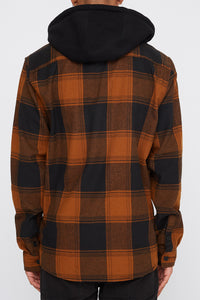 West49 Mens Hooded Flannel Plaid Button-Up Shirt