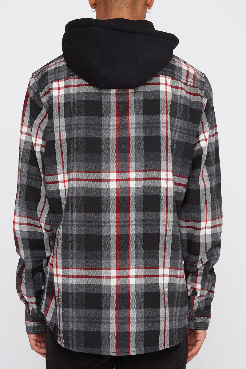 West49 Mens Hooded Flannel Plaid Shirt