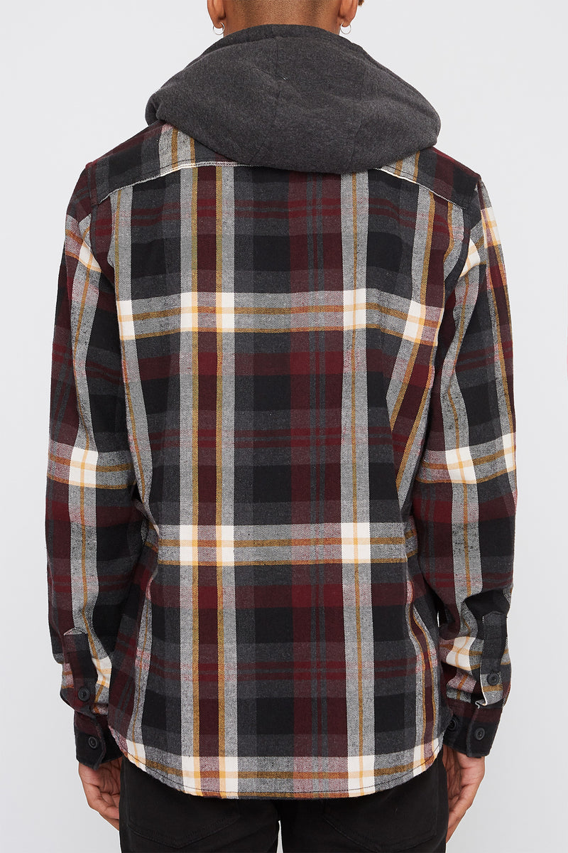 West49 Mens Hooded Flannel Plaid Shirt