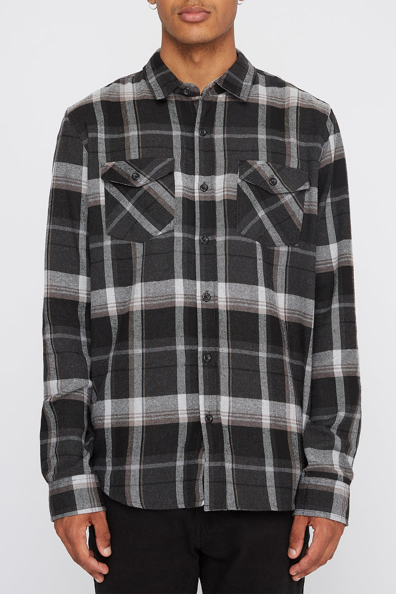 West49 Mens Plaid Flannel Button-Up Shirt