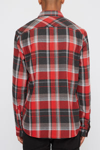 West49 Mens Plaid Flannel Button-Up Shirt