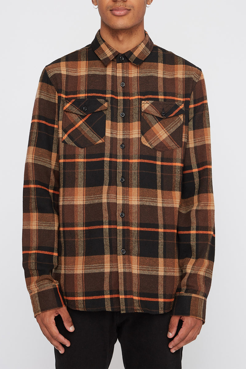 West49 Mens Plaid Flannel Button-Up Shirt