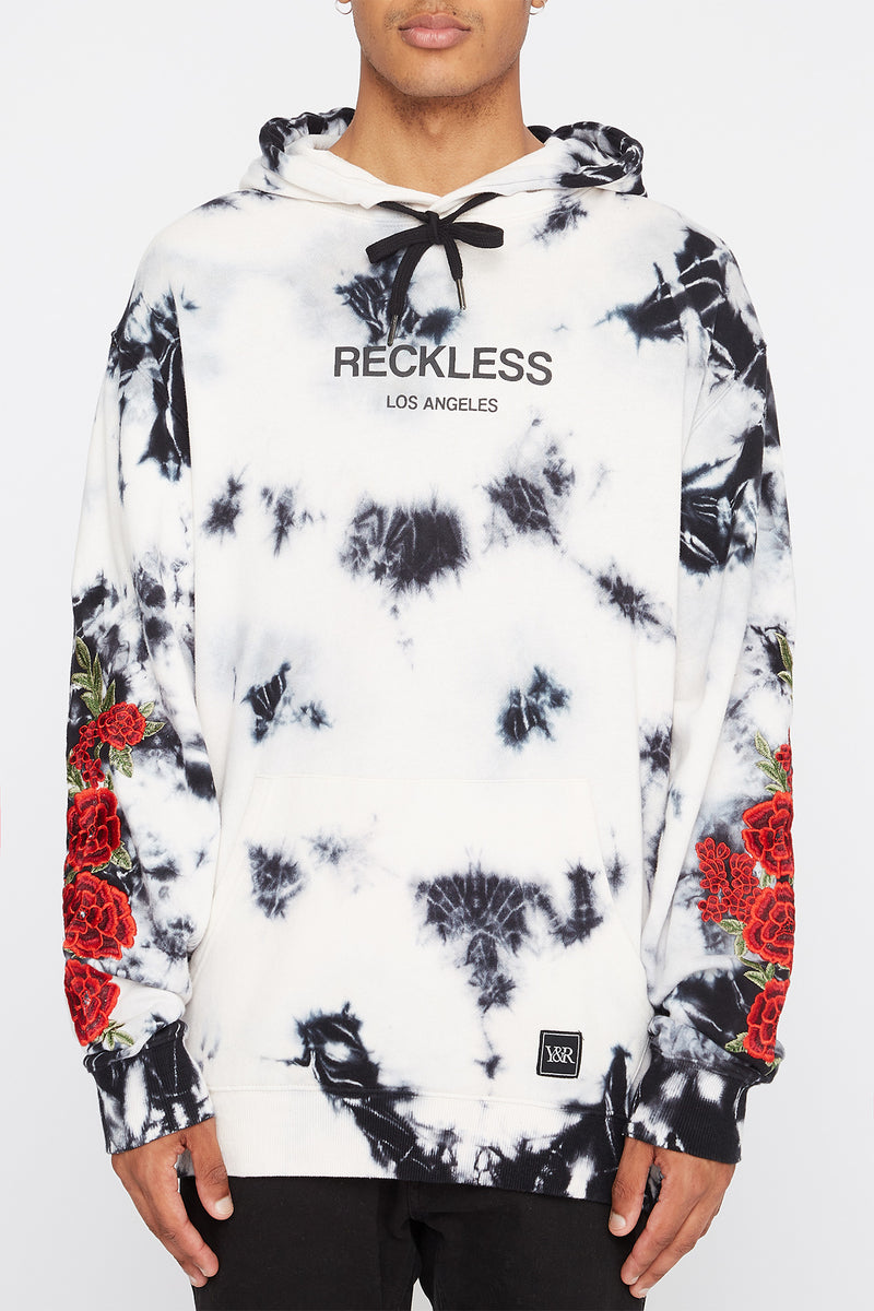 Young & Reckless Mens Tie-Dye and Roses Hoodie