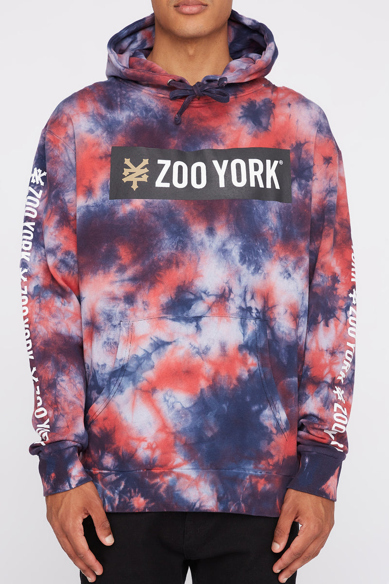 Zoo York Mens Classic Box Logo Tie-Dye Hoodie