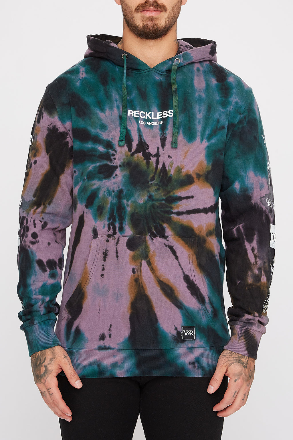 Young & Reckless Mens Tie Dye Logo Hoodie