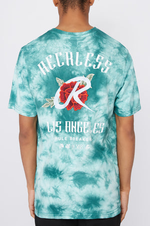 Young & Reckless Mens Embroidered Rose Tie-Dye T-Shirt