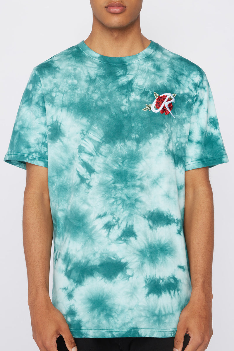 Young & Reckless Mens Embroidered Rose Tie-Dye T-Shirt