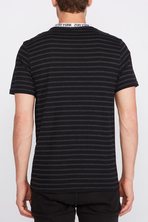 Zoo York Mens Striped Embroidered Logo T-Shirt