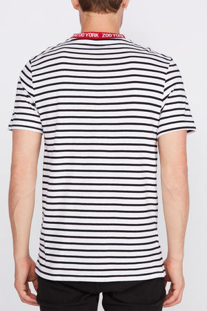 Zoo York Mens Striped Embroidered Logo T-Shirt