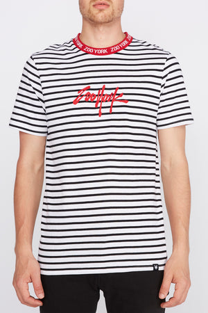 Zoo York Mens Striped Embroidered Logo T-Shirt