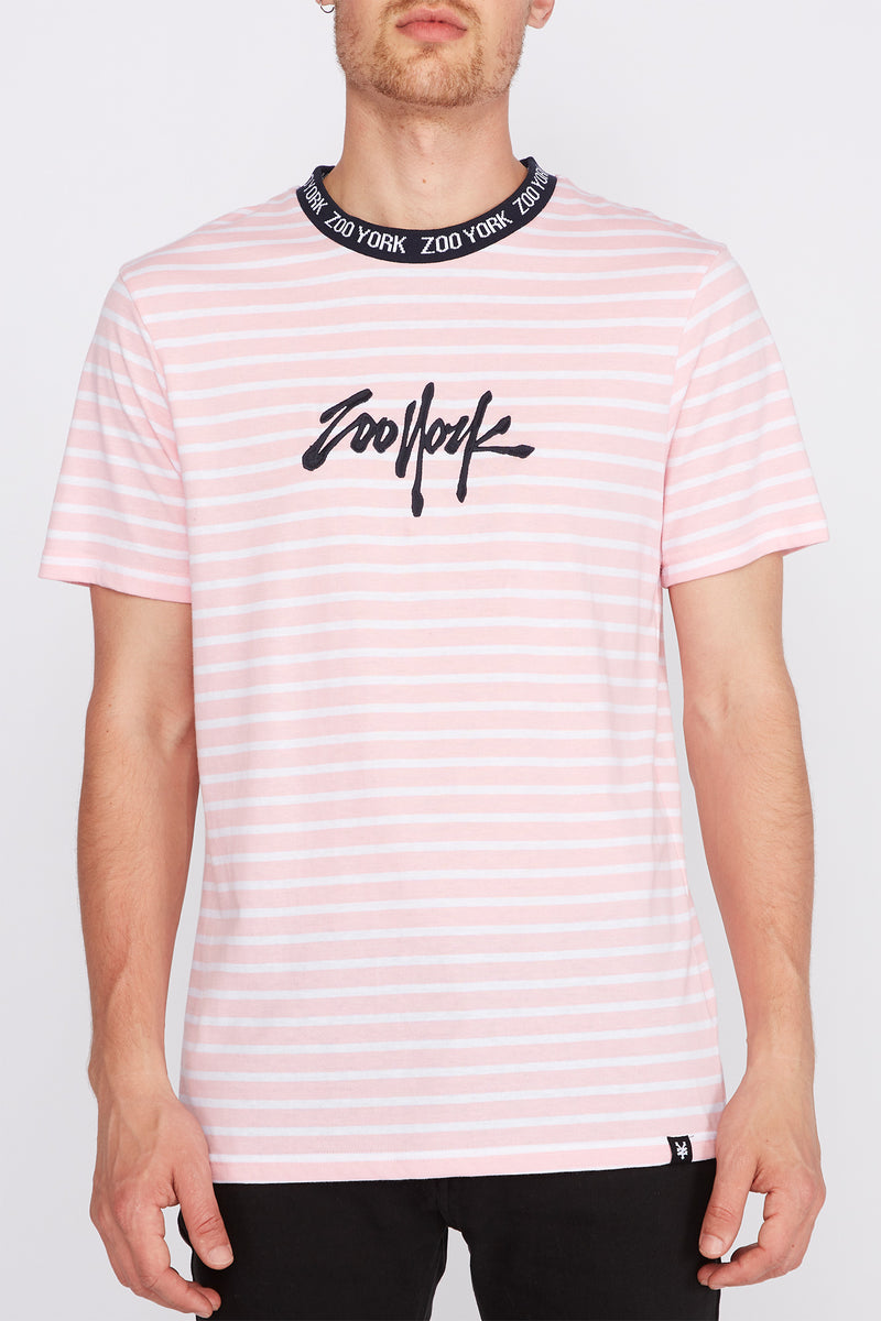 Zoo York Mens Striped Embroidered Logo T-Shirt