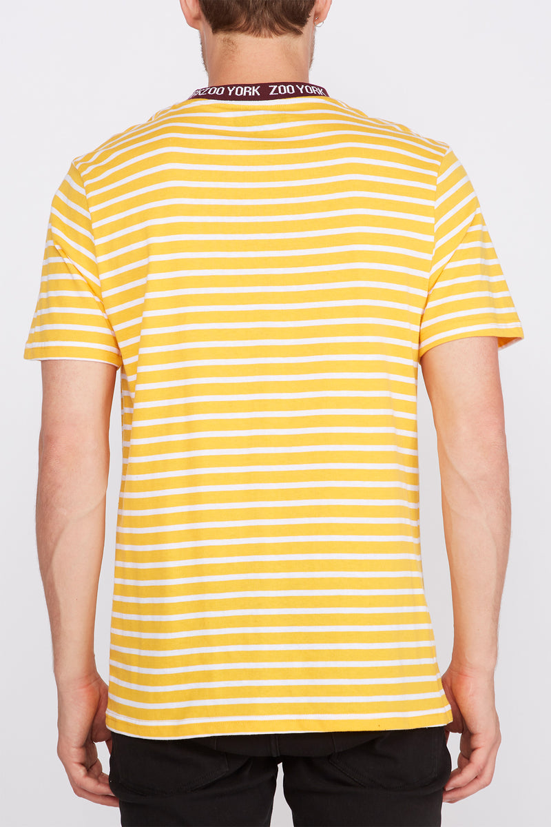 Zoo York Mens Striped Embroidered Logo T-Shirt