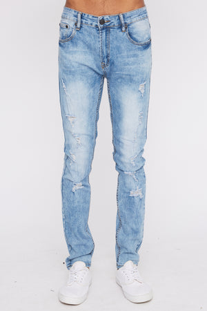 Zoo York Mens Light Wash Distressed Skinny Jeans