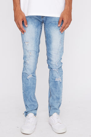 Zoo York Mens Light Wash Distressed Skinny Jeans