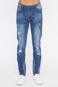 Zoo York Mens Medium Wash Distressed Skinny Jeans