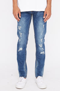 Zoo York Mens Medium Wash Distressed Skinny Jeans