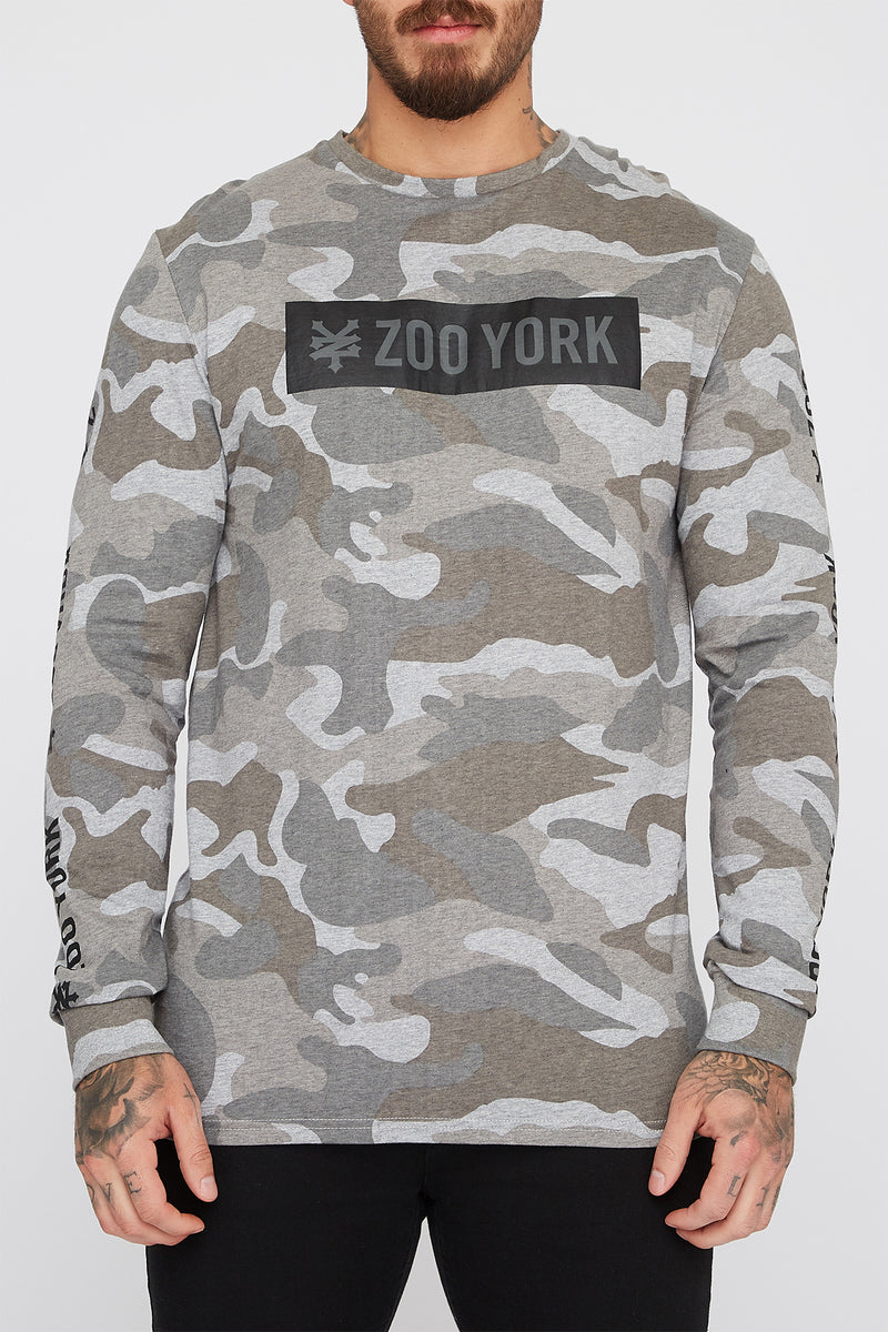 Zoo York Mens Camo Box Logo Long Sleeve T-Shirt