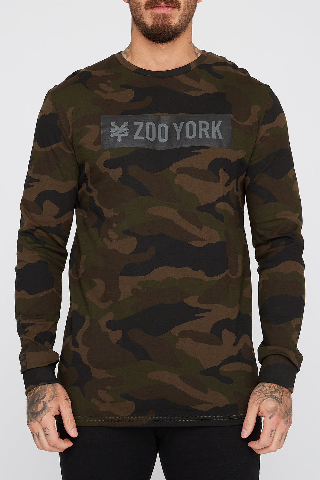 Zoo York Mens Camo Box Logo Long Sleeve T-Shirt