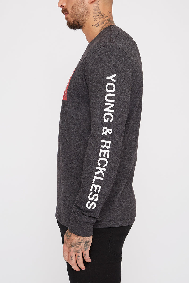 Young & Reckless Mens Printed Logo Long Sleeve T-Shirt