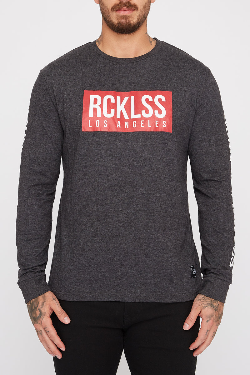 Young & Reckless Mens Printed Logo Long Sleeve T-Shirt