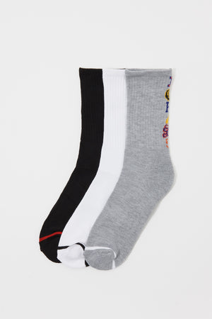 Young & Reckless Mens 3-Pack Colour Logo Crew Socks