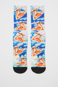 Zoo York Mens Pizza Sloth Sublimated Crew Socks