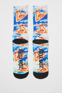 Zoo York Mens Pizza Sloth Sublimated Crew Socks