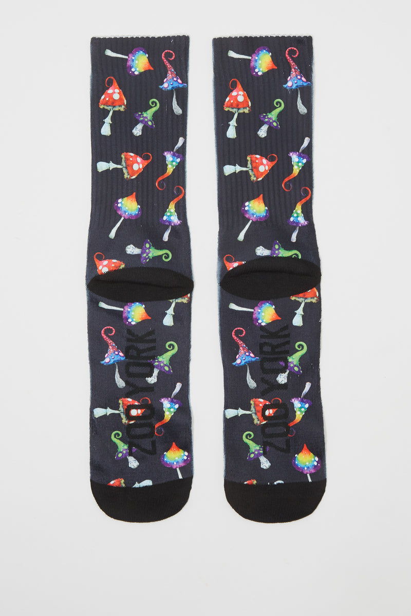 Zoo York Mens Psychedelic Mushroom  Sublimated Crew Socks